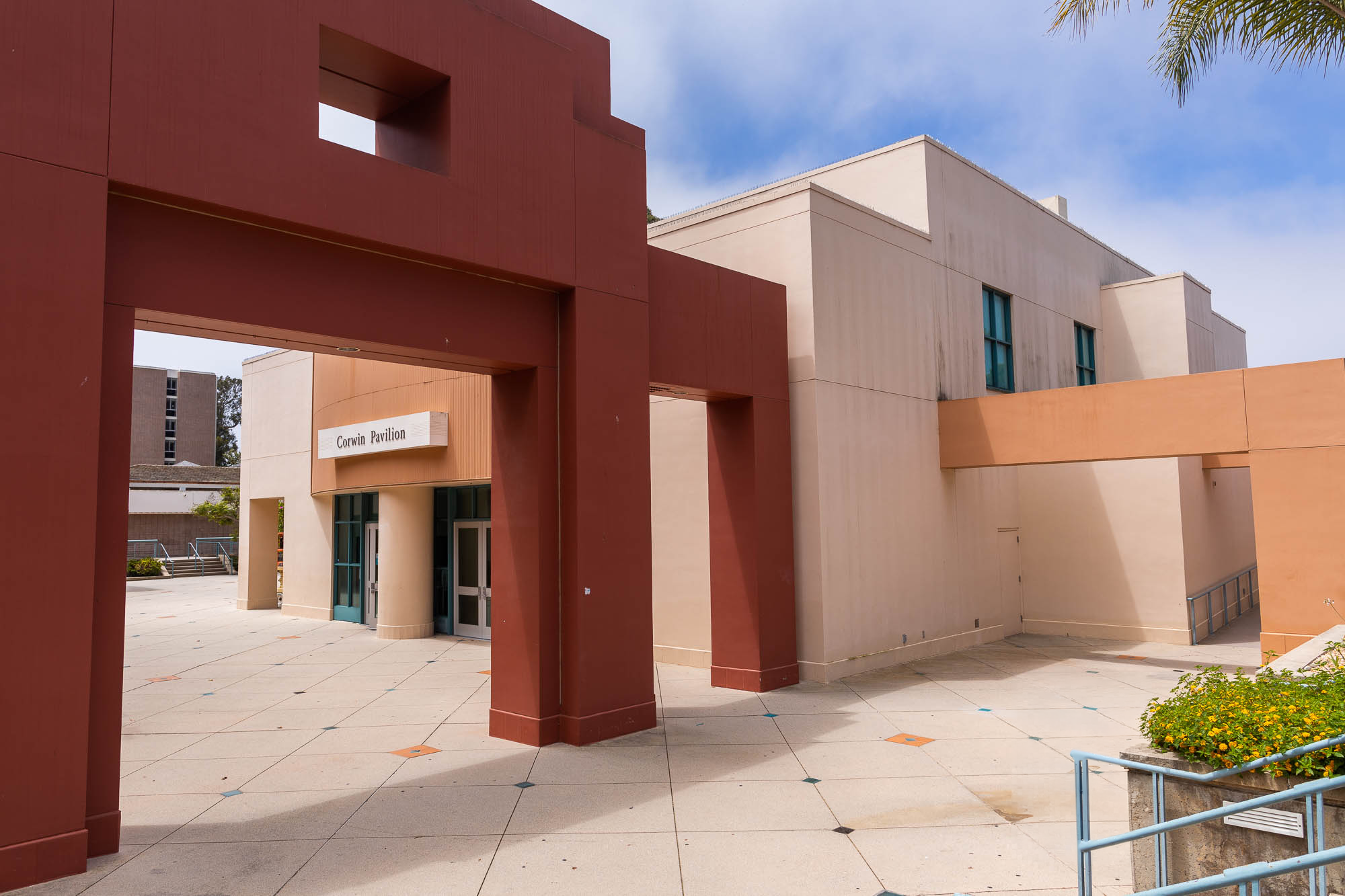 Exterior image of Corwin Pavilion on UC Santa Barbara campus